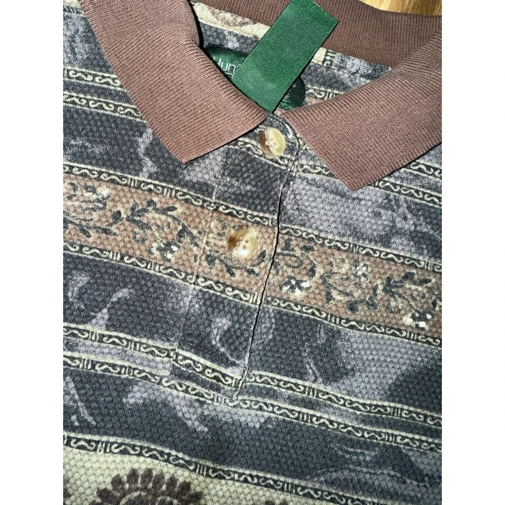 Hunt Club VTG 90s Polo Shirt Multicolor Geometric Shapes‎ Adult Sz M Medium - Picture 3 of 4